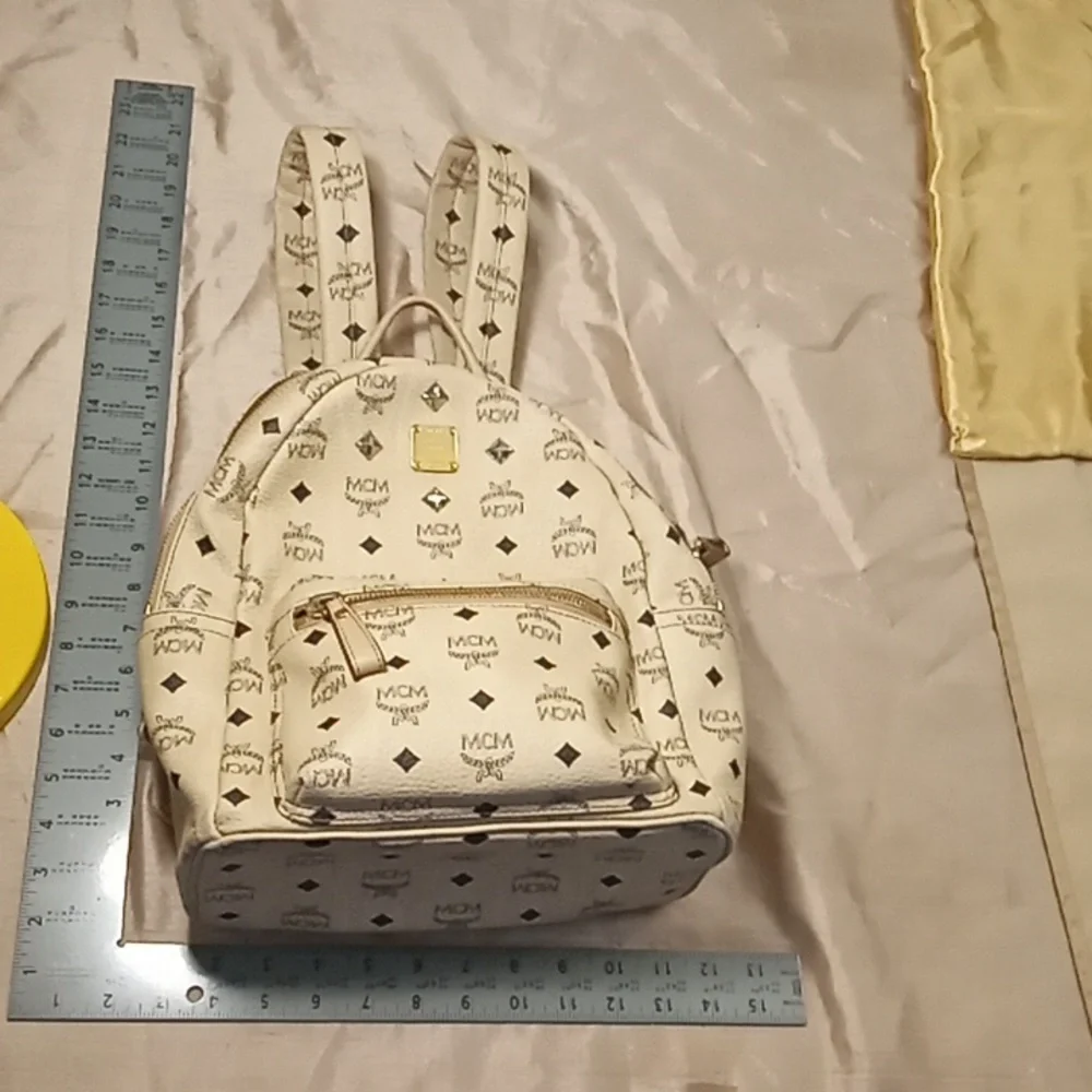 MCM Beige Backpack with Iconic Logo Great Condition